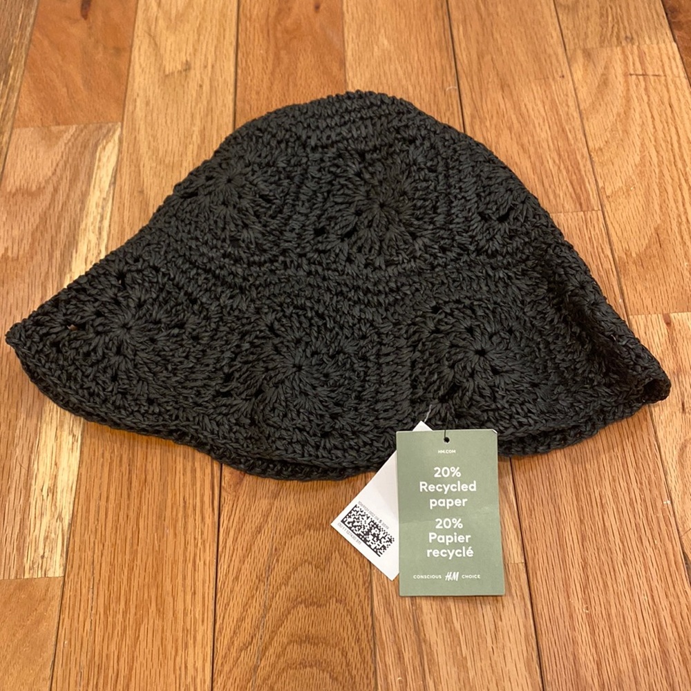 H&M Black Straw Bucket Hat